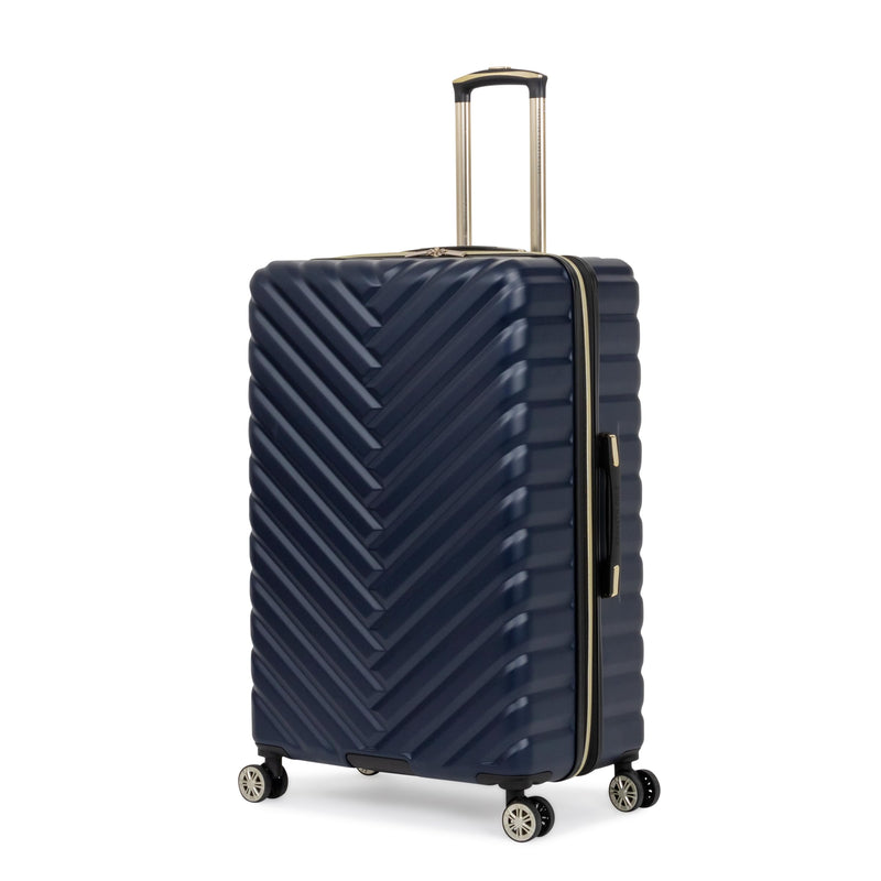 Kenneth Cole REACTION Madison Square Lightweight Hardside Chevron Expandable Spinner Luggage, Navy, 28-Inch Checked