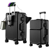 2-Piece Hardshell Zipperless Luggage Set, 20/26" Aluminum Frame Hardshell Spinner Luggage, Airline Approved Carry-On Luggage, TSA Lock, 360° Quiet Wheels With Cup Holder (Black)