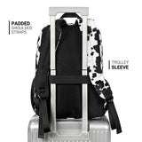 ZORFIN 26L Backpack for College, and Travel: Water Resistant Bookbag - Cow Print Black