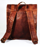 URBAN DEZIRE Men's 17 inch Leather Vintage Roll On Laptop Backpack Rucksack knapsack college bag