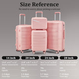 TRAVELEO 4 Piece Expandable Hardshell Pink Luggage Sets with Spinner Wheels, Lightweight Travel Suitcase Set with TSA Locks, 20 inch Carry On for Women (Pink, 4 Piece Set)
