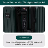 NOBL Duo Carry Carry-On Luggage with Detachable Side Bag, 22.1x14.6x10.5 Airline Approved, Noble Zipperless PC Hard Shell Suitcase & Crossbody, 360° Spinner Wheels, TSA Locks, USB Port - Forest Green
