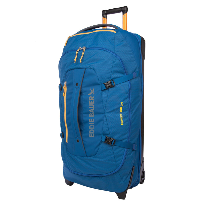 Eddie Bauer Expedition Rolling Duffel Bag with Wheels | Travel | Check-In | Luggage | Rugged | Durable - True Blue, 34"