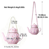 ZGRJSZDD Women PU Leather Floral Handbag Crossbody Shoulder Bag Pearl Chain Valentine Teapot Purse for Girls, 2527 Beige