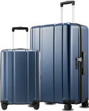 LUGGEX 2-Piece Luggage Set (20+28 Inch), 100% PC Hard Shell Suitcases with 360° Spinner Wheels & TSA Locks, Airline Approved Carry-On & Checked Baggage (EX-Core, Blue, 2 Piece Sets)