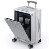 Nobl Travel Carry On Expandable Luggage, Noble Aluminum Frame PC Hard Shell Suitcase, 22.5”x14.2”x9.8” Airline Approved, 360° Spinner Wheels, TSA Locks, USB Charging, Cup & Phone Holder - Silver