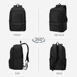 SUIKIHUM Nylon Backpack for Men & Women, Water-Resistant Everyday Backpack with 15.6" Laptop Compartment, Anti-Theft Pocket & Luggage Strap, Black