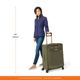 Briggs & Riley 26" Medium Expandable Spinner - Checked Luggage for Travel, Suitcases with Wheels, Softside Rolling Bag for Men & Women, Self-Repairing Zipper - Baseline Collection, Olive