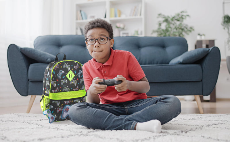 Trail maker Boys 6 in 1 School Backpack Set with Lunch Box, Pencil Case, Water Bottle, Keychain Attached (Ready Player)