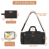 Canvas Mens Duffle Bag for Travel - Expandable 50L Weekender Bags with Toiletry Bag, Overnight Bag Travel Duffel Carry On Luggage with Removable Shoulder Strap, Durable & Water-Resistant