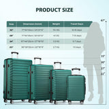11 Piece Travel Luggage Sets, 4 Piece Hardshell Suitcase with Wheels, 20inch Carry on Luggage, 24inch 28inch 32inch Checked Luggage with 7PC Organizer Bags