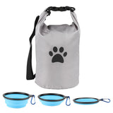 Dog Travel Bag,Travel Dog Food Container With 2pack Collapsible Dogs Travels Bowls,5l Dog Food Trave l Bag,Dogs Food Container,Bpa-Fre,Pet Safe,for Roadtrips,Home,Boarding,Camping and More/Grey