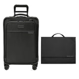 Briggs & Riley Essential 22" Carry On Expandable Spinner & Garment Folder - Luggage for Travel, Suitcase with Wheels, Roller for Men & Women, Shirts, Pants, & Clothes Carrier, Wrinkle Reducing - Black