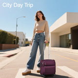 Hanke 16 Inch Underseat Carry On Luggage with Spinner Wheels Airline Approved, Small Rolling Suitcase Softside Underseater Lightweight TSA Travel Roller Suitcase Carry-On Bag(Purple)