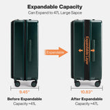 mixi 20 Inch Expandable Carry On Luggage PC Hard Shell Suitcase Top Opening Rolling Travel Suitcases with Spinner Wheels & TSA Lock, Blackish Green