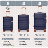 Hoteel Luggage Sets 3 Piece,(4-YEARS WARRANTY) ABS+PC Durable Lightweight Hard Shell Luggage Sets With TSA Lock For Travel,Business Trip, Suitcase Set 20 24 28 Inch, Blue