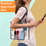 Hoiny Clear Bag for Stadium Events Approved, 12x6x12 Large Transparent Tote Bag with Zipper, Clear Bag Stadium Approved for Gym Concert Sports Festivals School