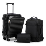 Rosamo 3 piece Luggage Set Expandable Suitcase 22x14x9 Airline Approved Carry on, Front Opening ABS Hard Case Suitcases with Spinner Wheels, TSA Lock
