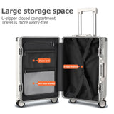 feilario Aluminium Frame PC Hard Shell Spinner Wheels Luggage,20.8"X15"X8.7 Airline Approved Built-In TSA lock Carry on Suitcase, with Cup Holder, USB Port, Phone Holder