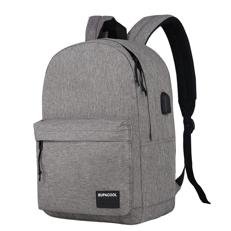 SUPACOOL Casual Laptop Backpack for Men and Women, Backpack for College, USB Charging Port, Lightweight Pack Back(Light grey)