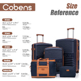 Cobens 5 Piece Luggage Sets with Spinner Wheels and Tsa Lock, Hardshell ABS Suitcase Set, Lightweight Hardside Waterproof Travel Suitcases for Men Women, 20", 24", 28" DarkBlue