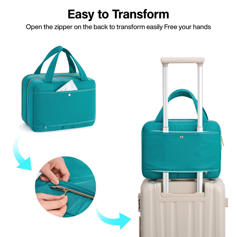 Hanke 20 Inch Carry On Luggage with Wheels PC Hard Shell Suitcase Top Opening Aluminum Frame Suitcases and Hanging Travel Toiletry Bag for Women with Jewelry Organizer Compartment, Travel Essentials