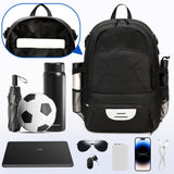 AIRTTUZ Basketball Backpack with Separate Ball Compartment and Shoes Pocket, Large Capacity Sports Equipment Bags for Basketball, Soccer, and Volleyball. (black)