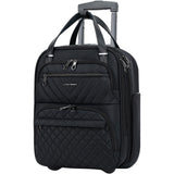 KROSER Carry On Underseat Multi-functional, 16-inch Underseater Lightweight Overnight Suitcase for Men Women, Black