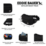 Eddie Bauer 3L Skylar Crossbody Waist Pack with Versatile Pockets and Adjustable Belt - Black