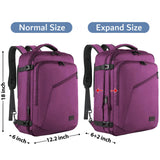 MATEIN Carry on Backpack for Women, 27L Flight Approved Backpack for Teacher Nurse, Fashion Expandable Airline Daypack for Plane, Lightweight Hiking Weekend Back Pack, Traveler Gifts, Purple