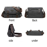 [Upgraded] Vintage Canvas Messenger Bag 13 15.6 17 inches Large Book Laptop Shoulder Bag Women Men New (Black, X-Large)