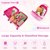 Goplus 2PC Kids Luggage, 12" & 16" Kids Carry On Luggage Set with 4 Spinner Wheels, Lightweight Rolling Spinner Suitcase for Children Toddlers Boys and Girls Travel (Rose Unicorn)