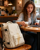 Large Travel Gym Backpack Women Carry On Backpack Flight Approved Hiking Waterproof Rucksack Casual Daypack Laptop bags airplanes Shoes Compartment Personal Item Travel Weekender Bag Essentials Beige