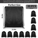 COIDEA Drawstring Backpack 20Pcs Drawstring Bags, Draw String Back Bag Drawstring Bags Bulk for Sports, Gym, Travel, Swimming, Beach (Black)