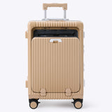 Nobl Travel Carry On Luggage, Noble Zipperless Aluminum Frame PC Hard Shell Suitcase, 22.5"x15"x9.5" Airline Approved, 360° Spinner Wheels, TSA Locks, USB Charging Port, Cup & Phone Holder - Caramel