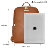 BOSTANTEN Genuine Leather 15.6 inch Laptop Backpack Purse for Women College Casual Backpack Travel Bag Daypack Brown