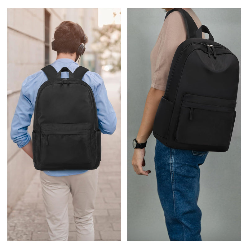 LXYGD 25L Classic Backpack,Durable Lightweight Water-Resistant Pack with Laptop Sleeve Fits 15.6 Inch,Casual Daypack Backpack for College,Full Black