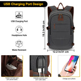 Canvas Laptop Backpack-Anti Theft Bag for Men Women,Rucksack Fits 15.6Inch Laptop, Work Travel with USB Charging Port and Lock