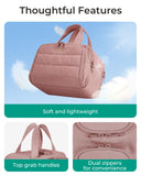 BAGSMART Travel Toiletry Bag, Lightweight Large Wide-open Travel Bag for Women, Puffy Cosmetic Makeup Bag Organizer with Handle for Accessories,Essentials, Toiletries, Dark Pink