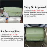 Hanke 16 Inch Underseat Carry On Luggage with Wheels Hard Shell Mini Small Suitcases Carry On Bag for Airline Approved TSA Luggage Lightweight Travel Suitcase(Bamboo Green)