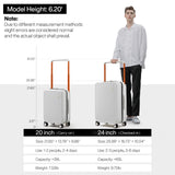 mixi Carry On Luggage Airline Approved 20'' Lightweight Luggage Wide Handle PC Hardshell Suitcases with Spinner Wheels & TSA Lock, Smoke White