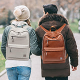 weiatas Leather Laptop Backpack for Men Women Work, Lightweight School Backpack Bookbag for College Students, Waterproof Casual Daypack Travel Computer Backpack fits 15.6 (Brown)