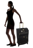 Steve Madden Designer Luggage - Checked Large 28 Inch Softside Suitcase - Expandable for Extra Packing Capacity - Lightweight Bag with Rolling Spinner Wheels (Peek-A-Boo Black)