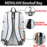MERALIAN Baseball Bag Backpack,Lightweight Softball Bag with Shoe Compartment for Baseball, T-Ball & Softball Equipment & Gear. (WHITE)