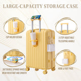 Ningering 3 Piece Luggage Set with USB Port & Cup Holder, ABS Hard Shell Traveling Luggage with Spinner Wheels & Combination Lock, Hardside Carry on Suit Case Sets, 20/24/28 Inch (Yellow)