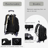 GRUOTEIS Black Rolling Backpack for Boys Middle Junior School Kids, Boys Backpack with 6 Wheels, Black