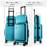 TRAVELARIM 20 Inch Carry On Luggage 22x14x9 Airline Approved, Carry On Suitcase with Wheels, Hard-shell Carry-on Luggage, Durable Luggage Carry-On, Teal Small Suitcase with Cosmetic Case