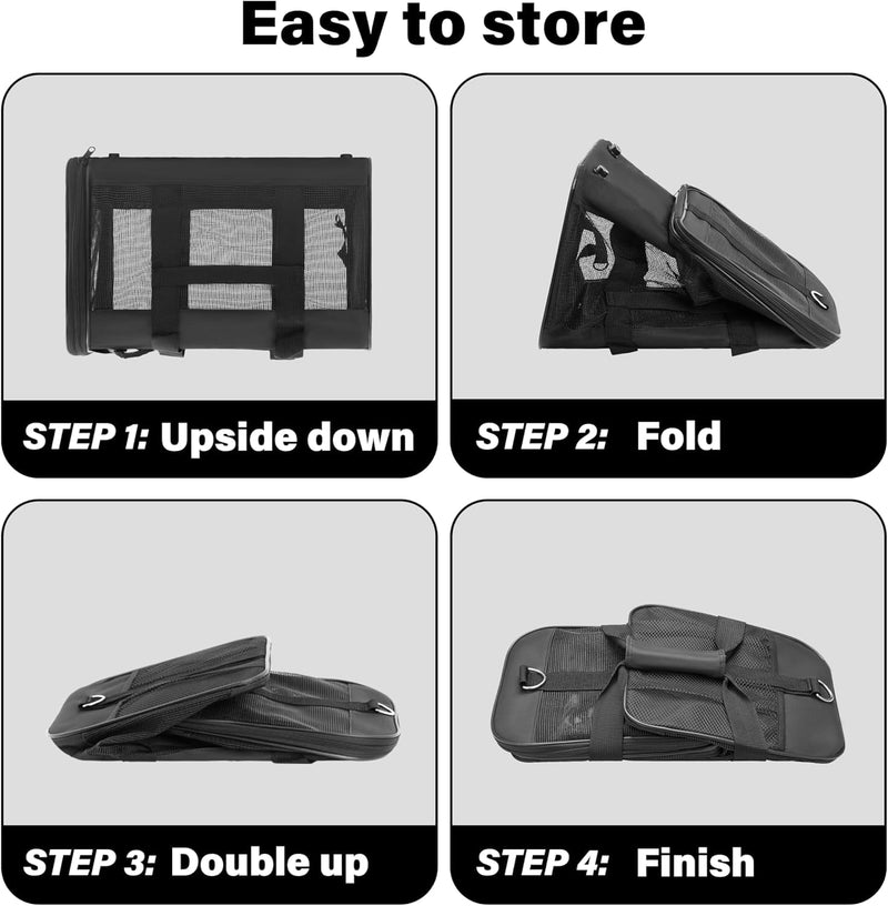 Simple Deluxe Airline-Approved Cat Carrier, 17" x 12" x 12", Soft-Sided Pet Carrier for Cats up to 17 lbs, Durable & Collapsible Travel Carrier, Black