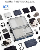 LUGGEX Checked Suitcase with Spinner Wheels, 8010S Aluminum Frame Zipperless Polycarbonate Hard Shell Suitcase (ZX-Core, Silver, 28 Inch)
