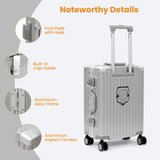 VentureVault Carry On Luggage 22x14x9 Airline Approved, Zipperless Luggage Carry On, Hard Shell Suitcases with TSA Lock, Lightweight Carry On Suitcases with Aluminum Frame (silver, 20inch)